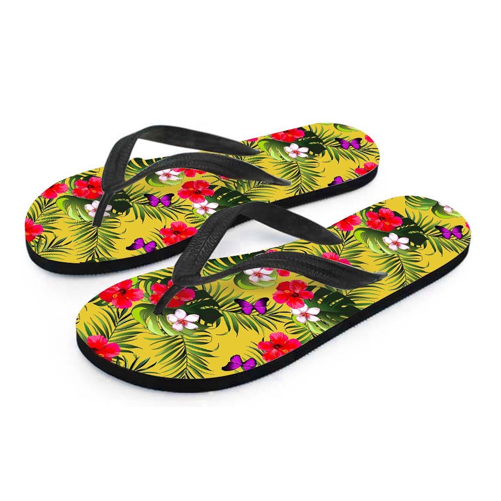 Tropical Exotic Hawaiian Pattern Print Flip Flops