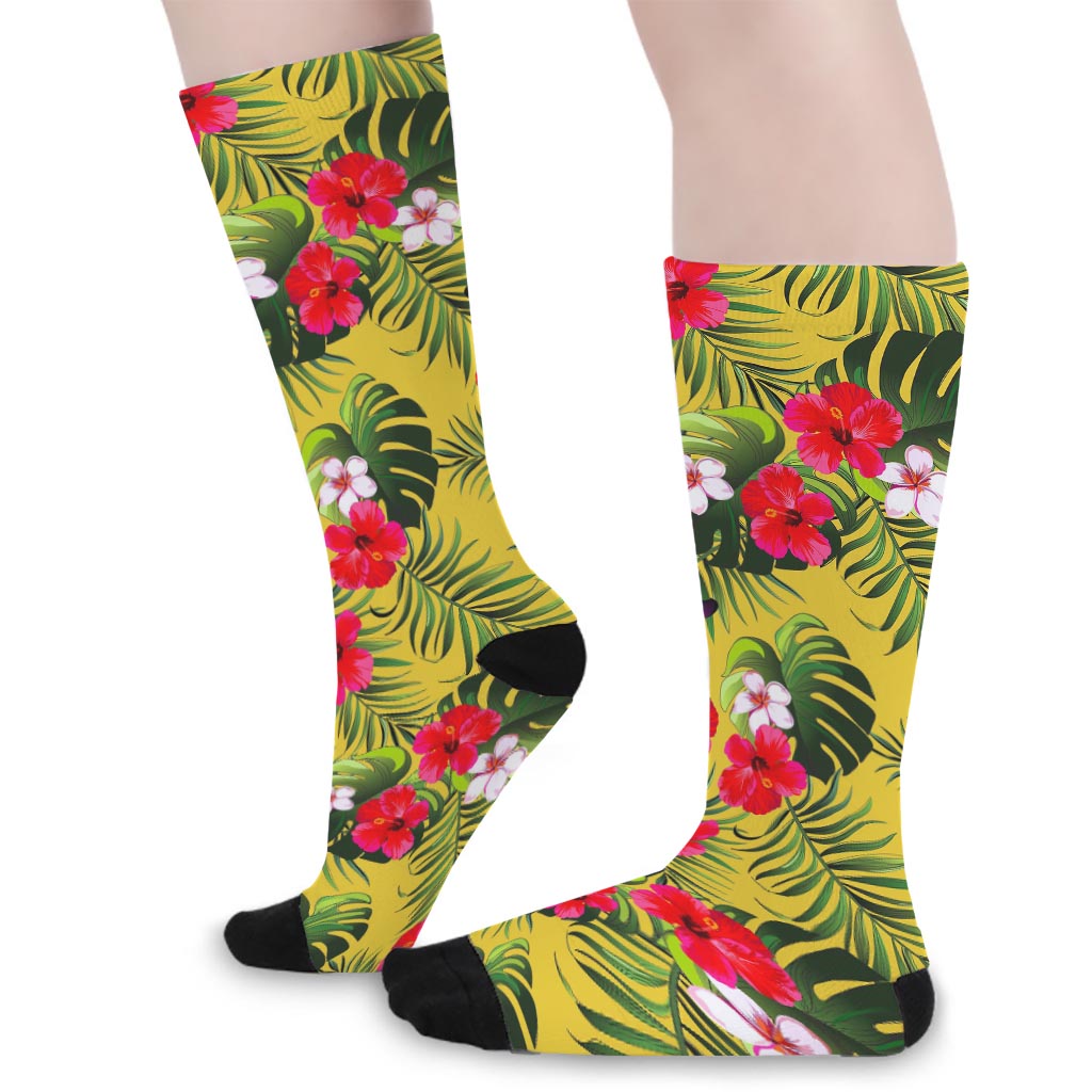 Tropical Exotic Hawaiian Pattern Print Long Socks
