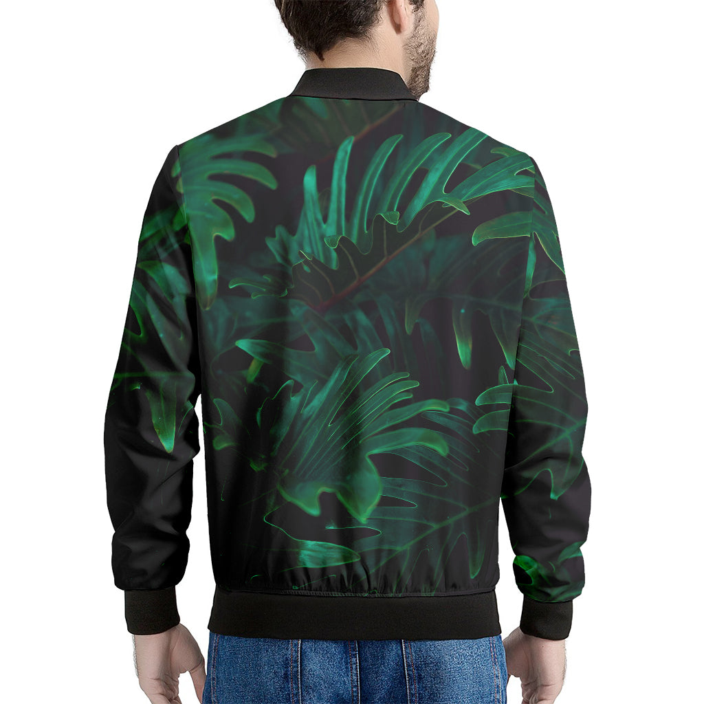 Tropical Fern Leaf Print Men's Bomber Jacket