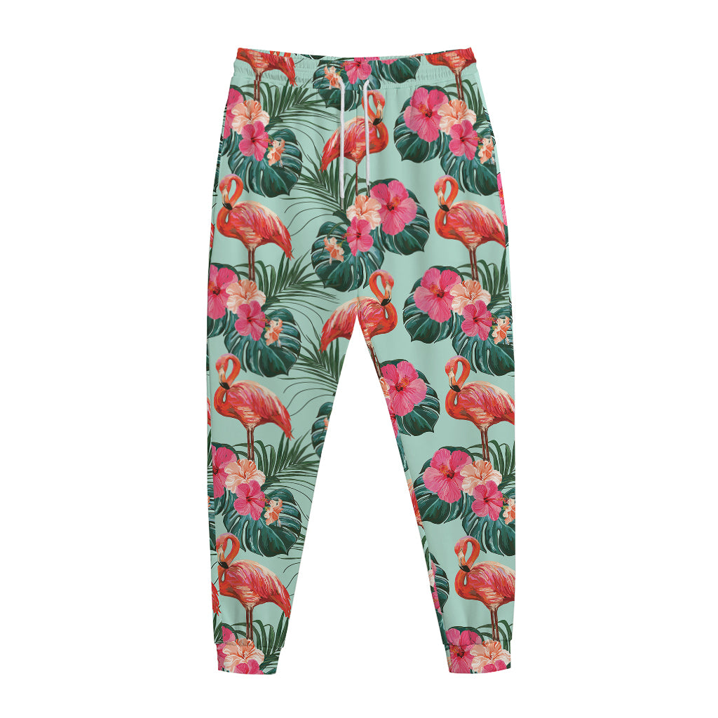 Tropical Floral Flamingo Pattern Print Jogger Pants