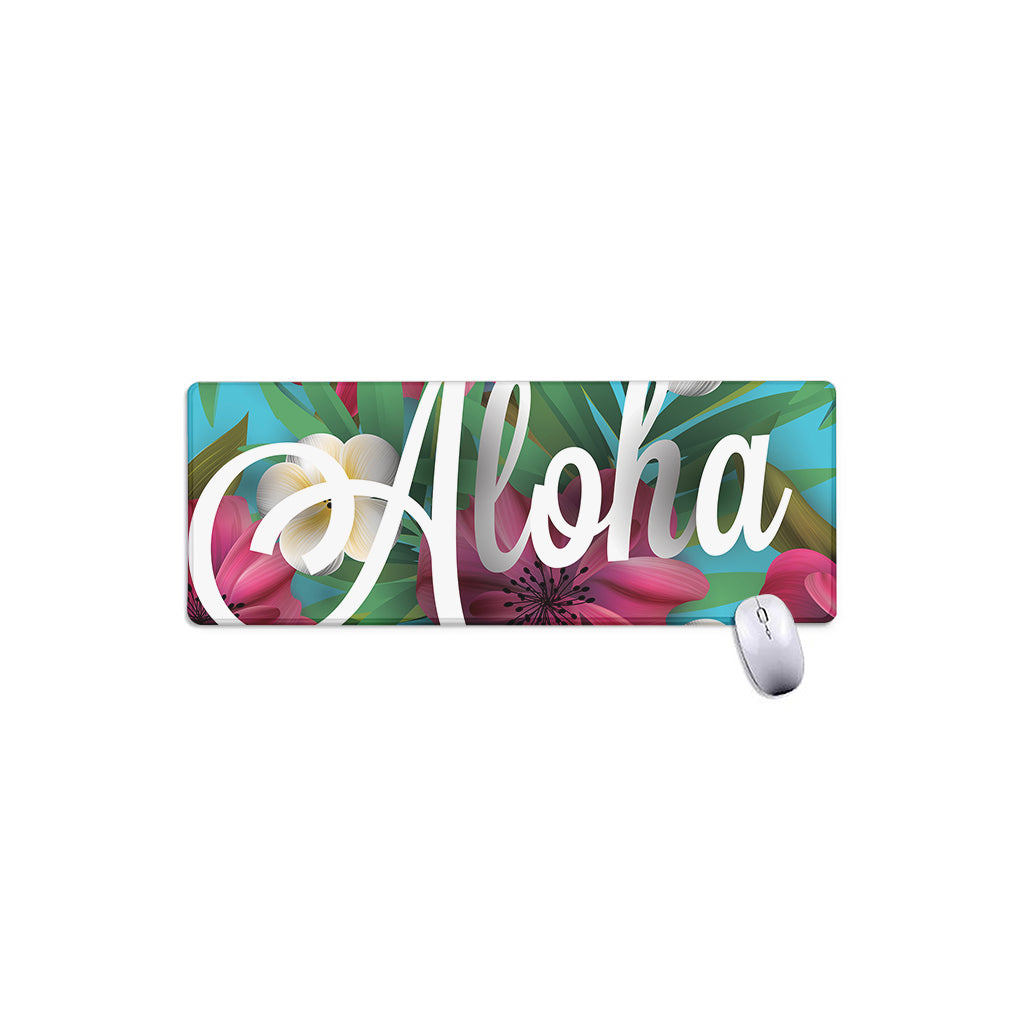 Tropical Flower Aloha Print Extended Mouse Pad