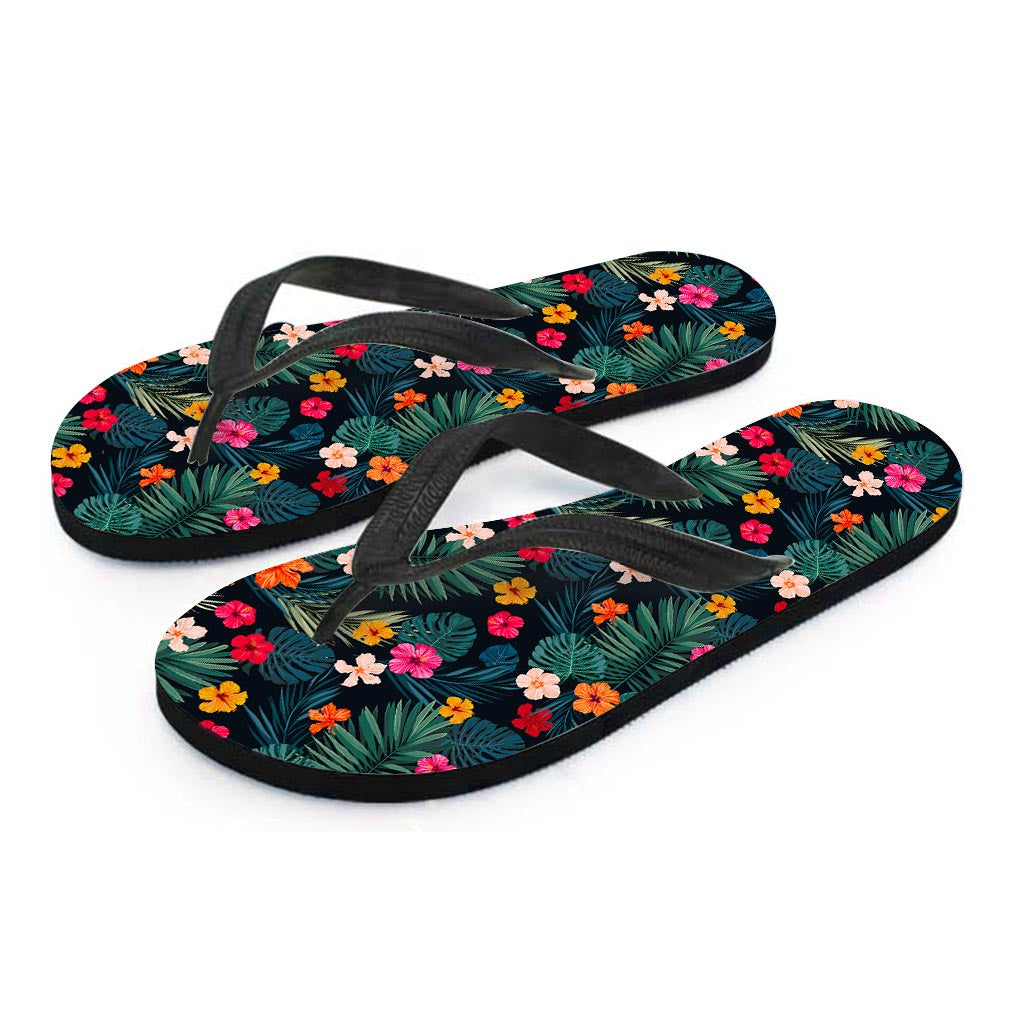 Tropical Flowers Hawaii Pattern Print Flip Flops