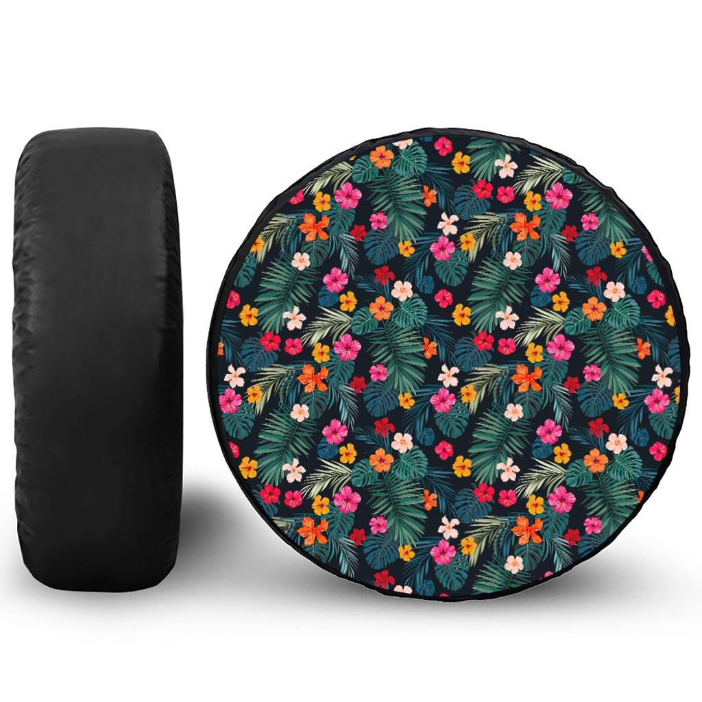 Tropical Flowers Hawaii Pattern Print Tire Cover