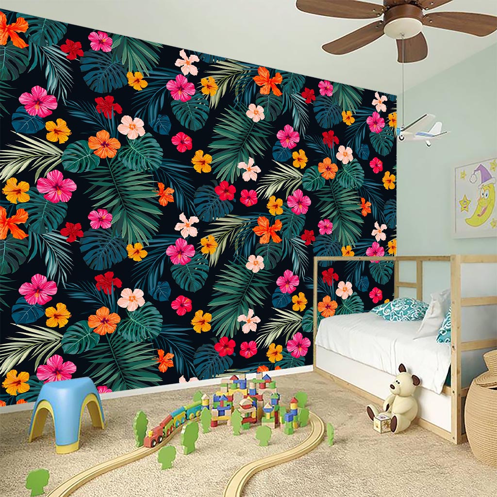 Tropical Flowers Hawaii Pattern Print Wall Sticker