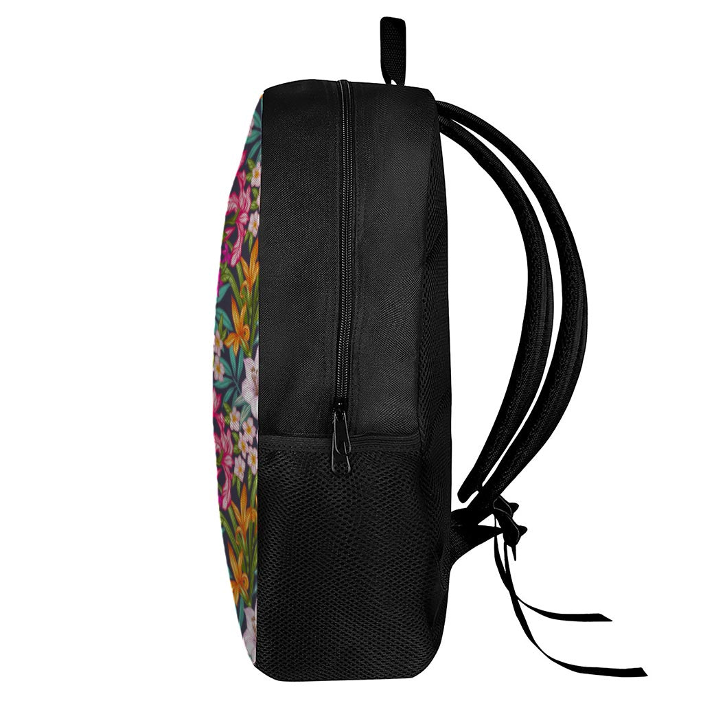 Tropical Flowers Pattern Print 17 Inch Backpack
