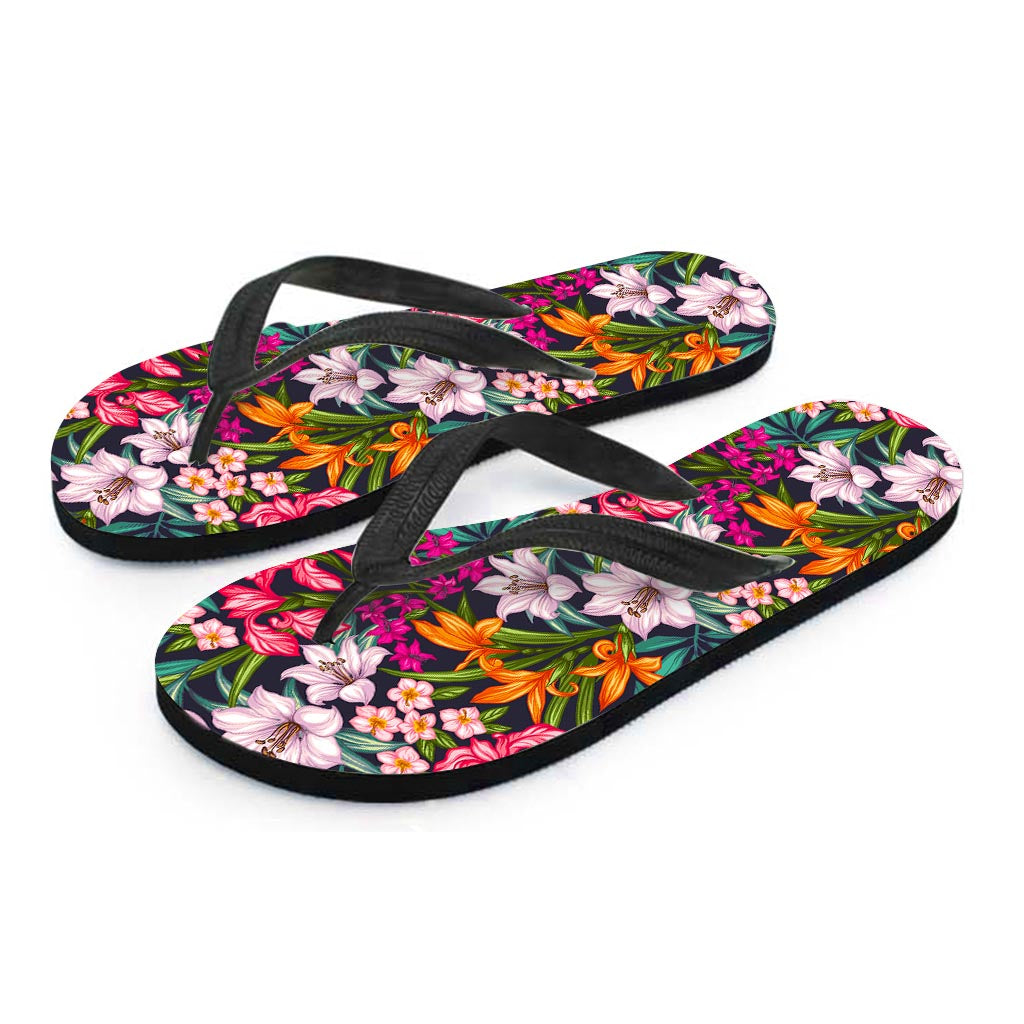 Tropical Flowers Pattern Print Flip Flops