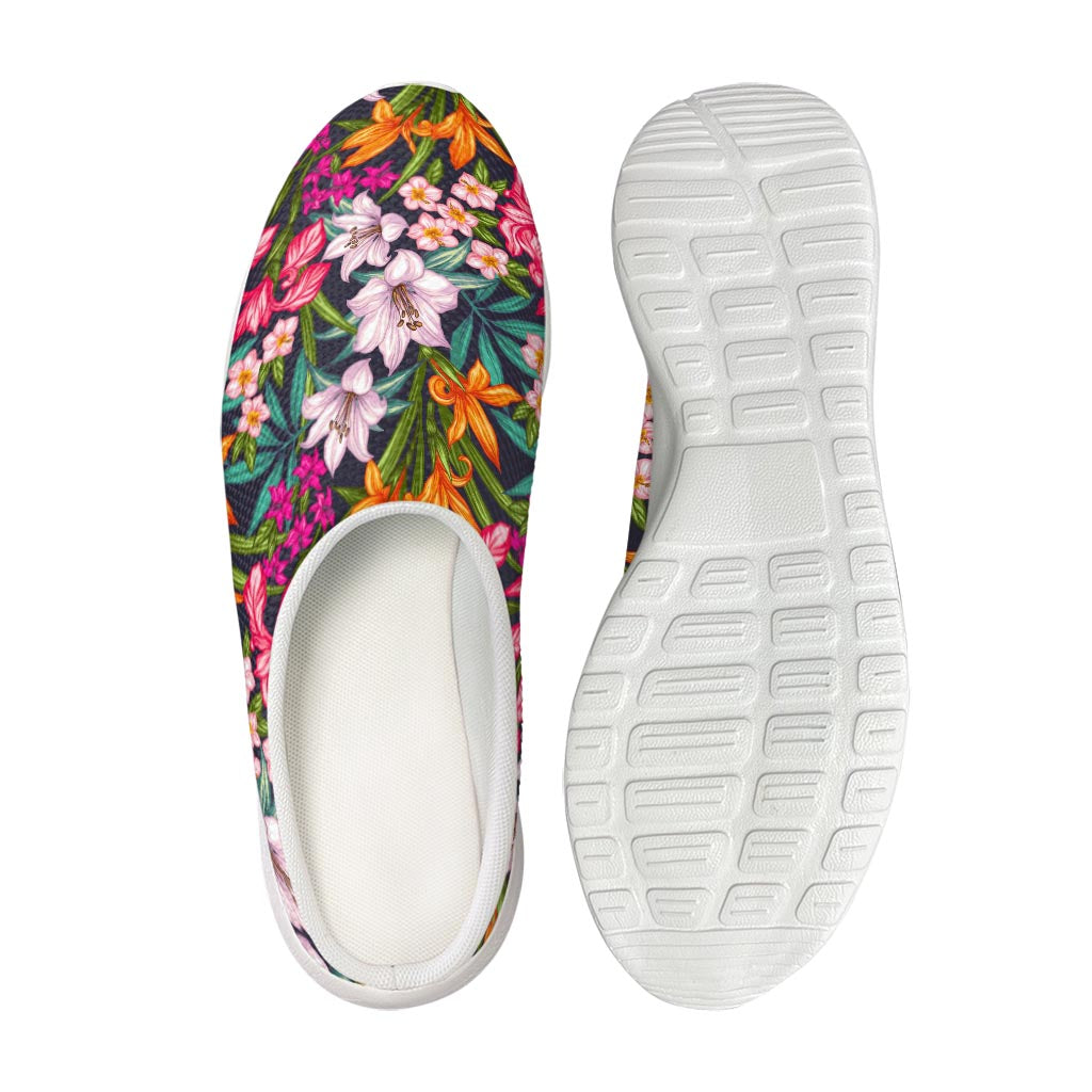 Tropical Flowers Pattern Print Mesh Casual Shoes