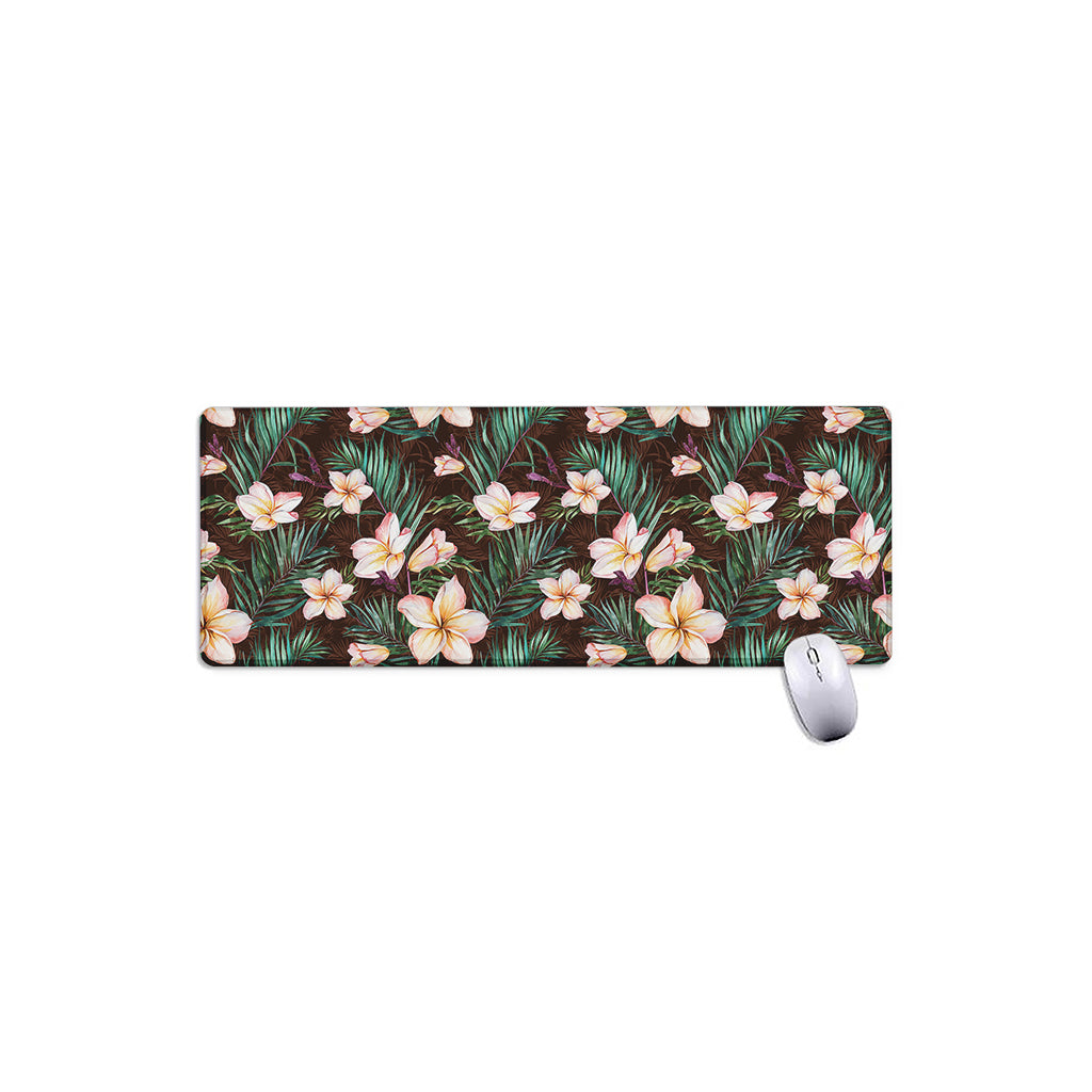 Tropical Frangipani Flower Print Extended Mouse Pad