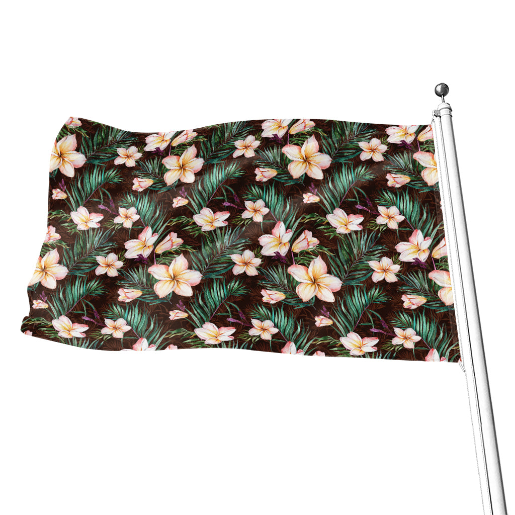 Tropical Frangipani Flower Print Flag