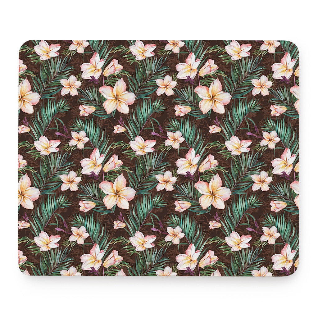 Tropical Frangipani Flower Print Mouse Pad