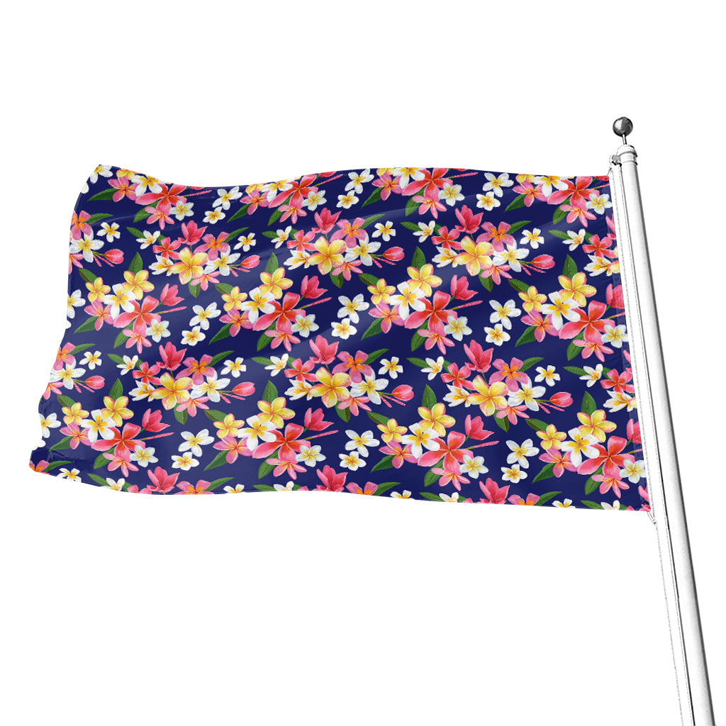 Tropical Frangipani Plumeria Print Flag