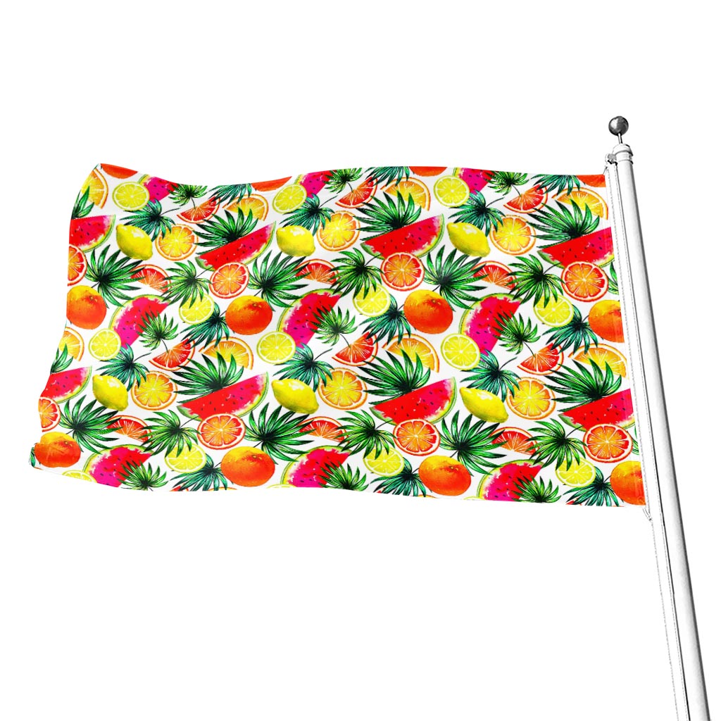 Tropical Fruit Leaf Pattern Print Flag