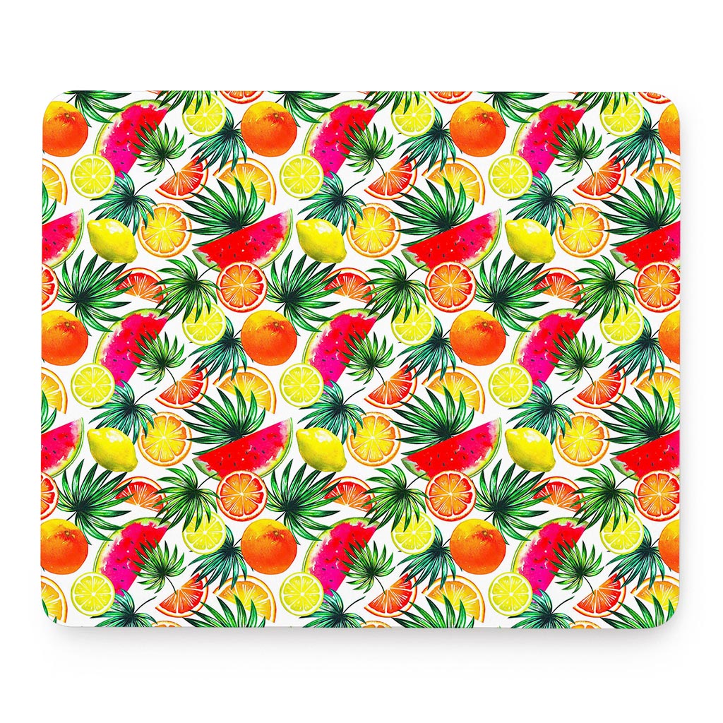 Tropical Fruit Leaf Pattern Print Mouse Pad