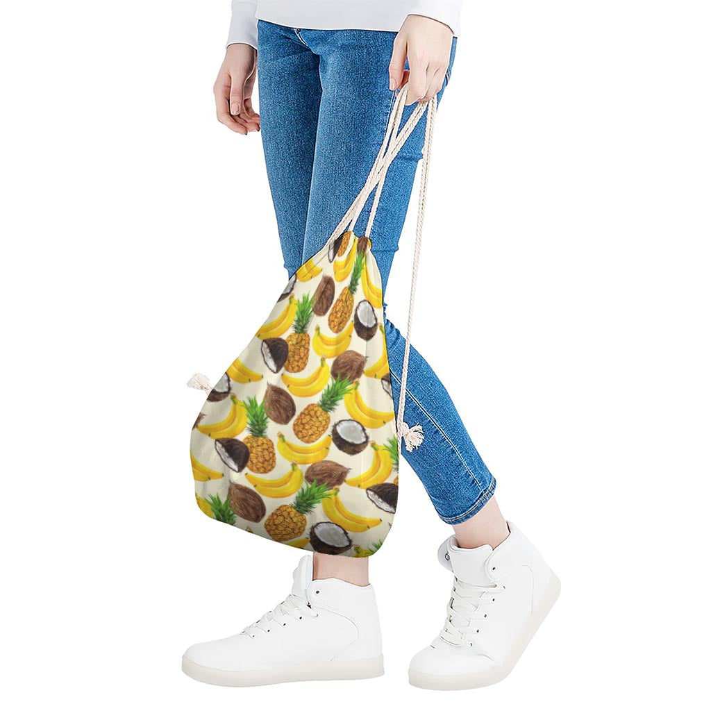 Tropical Fruits Pattern Print Drawstring Bag