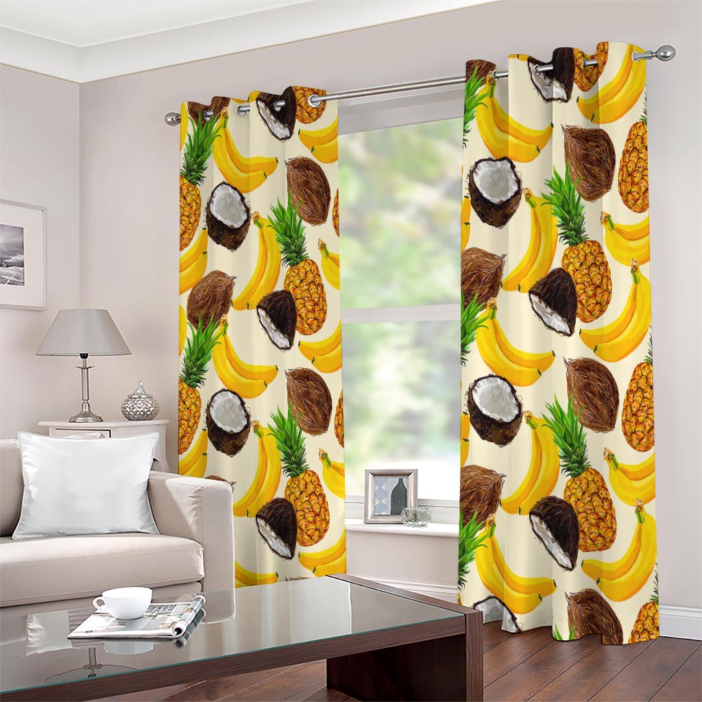 Tropical Fruits Pattern Print Extra Wide Grommet Curtains