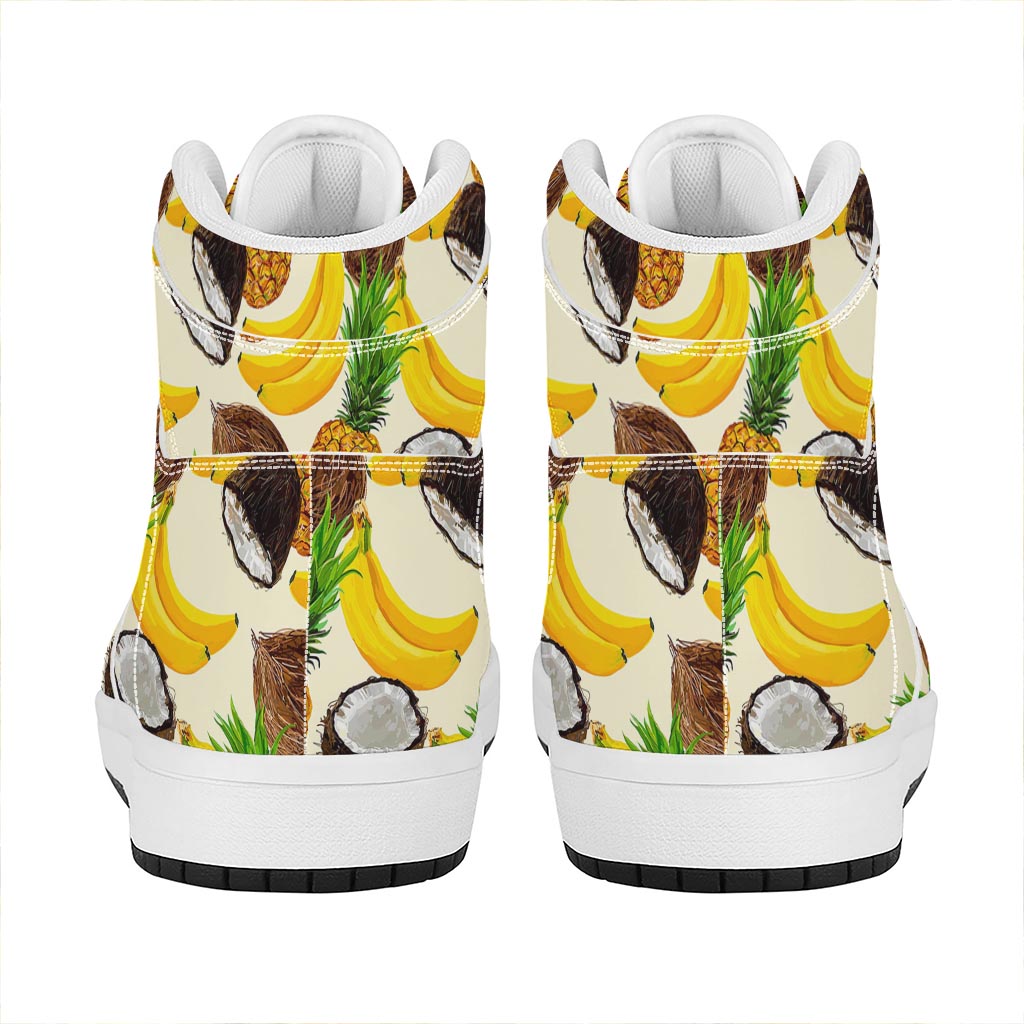 Tropical Fruits Pattern Print High Top Leather Sneakers