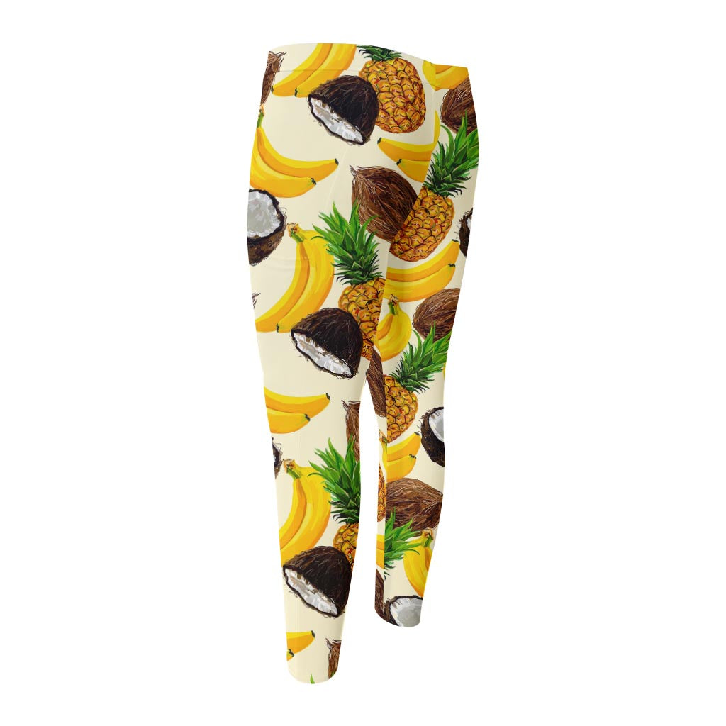 Tropical Fruits Pattern Print Men's Compression Pants