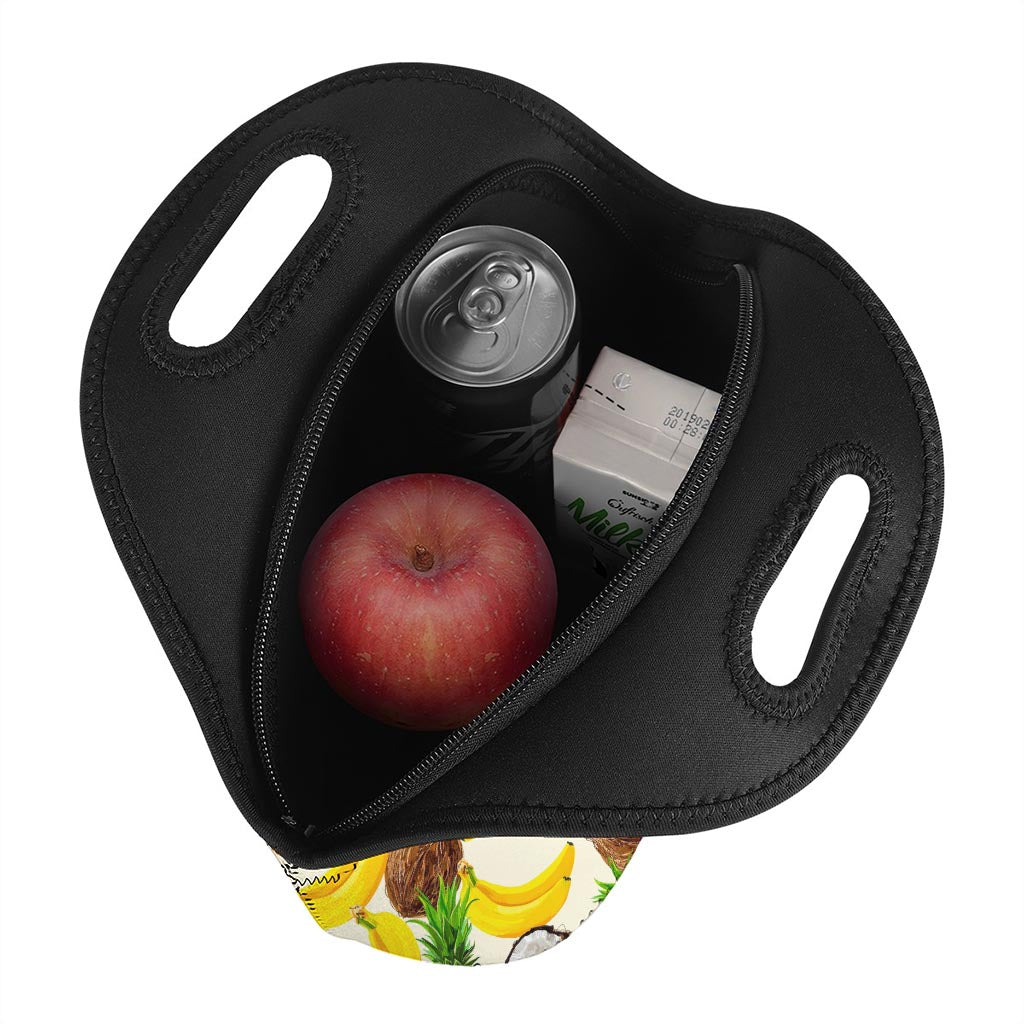 Tropical Fruits Pattern Print Neoprene Lunch Bag