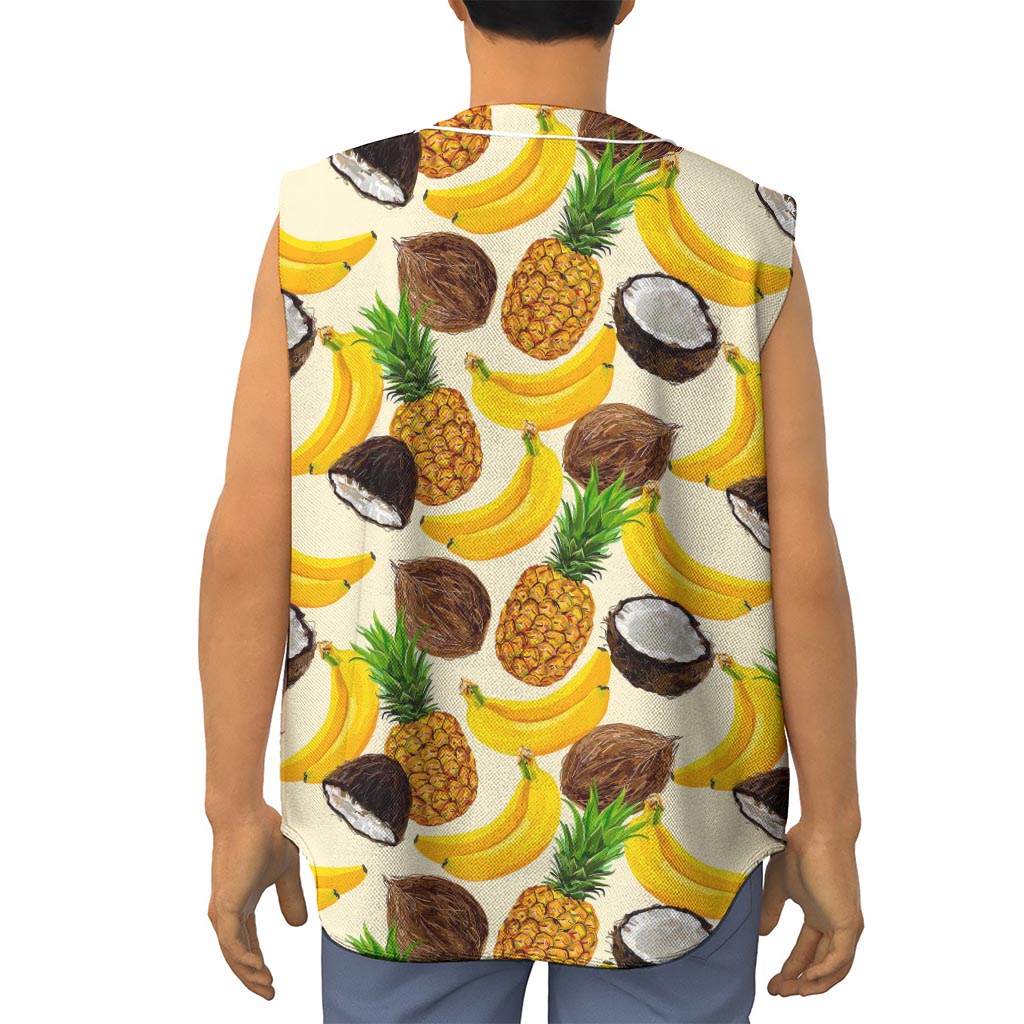 Tropical Fruits Pattern Print Sleeveless Baseball Jersey