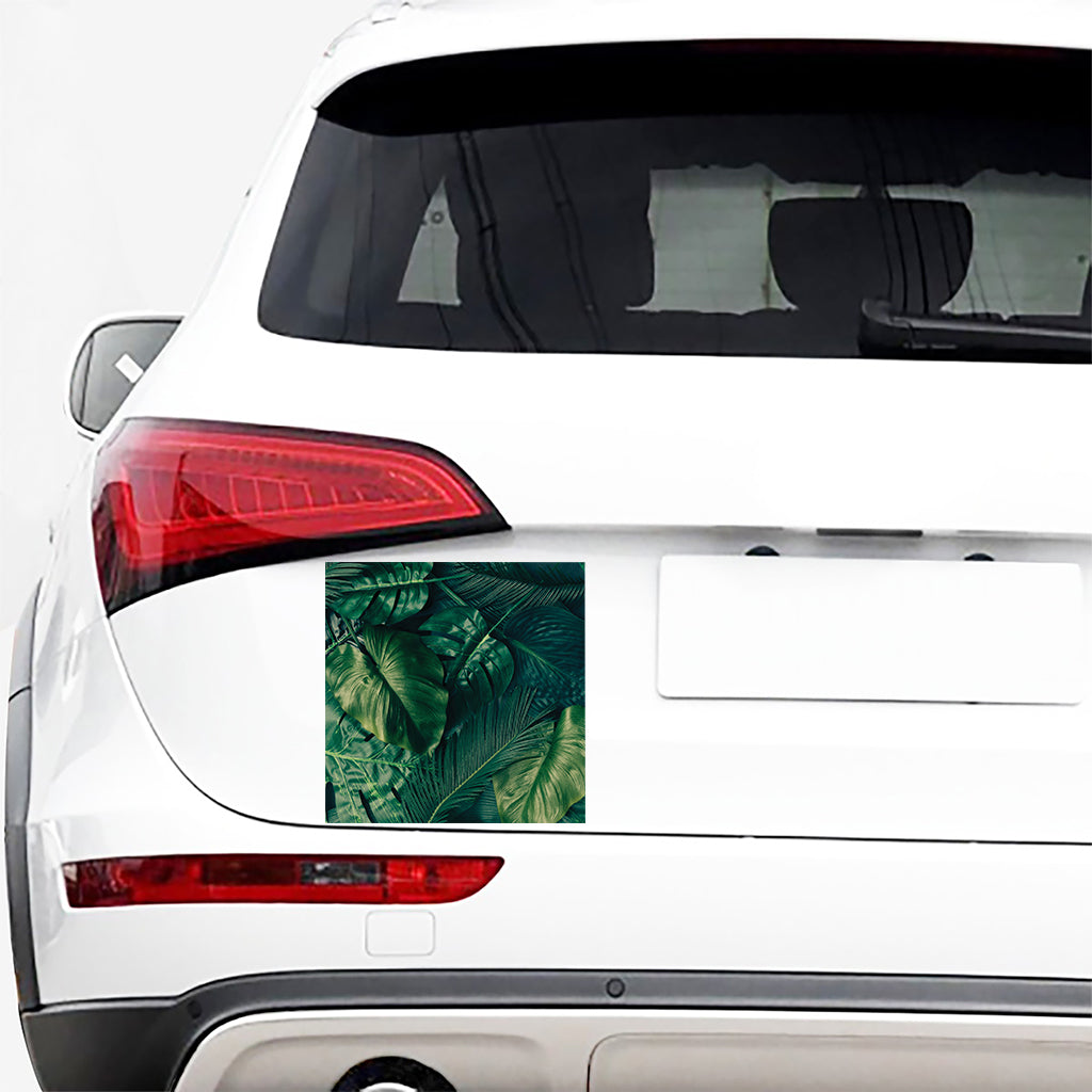 Tropical Green Leaves Print Car Sticker