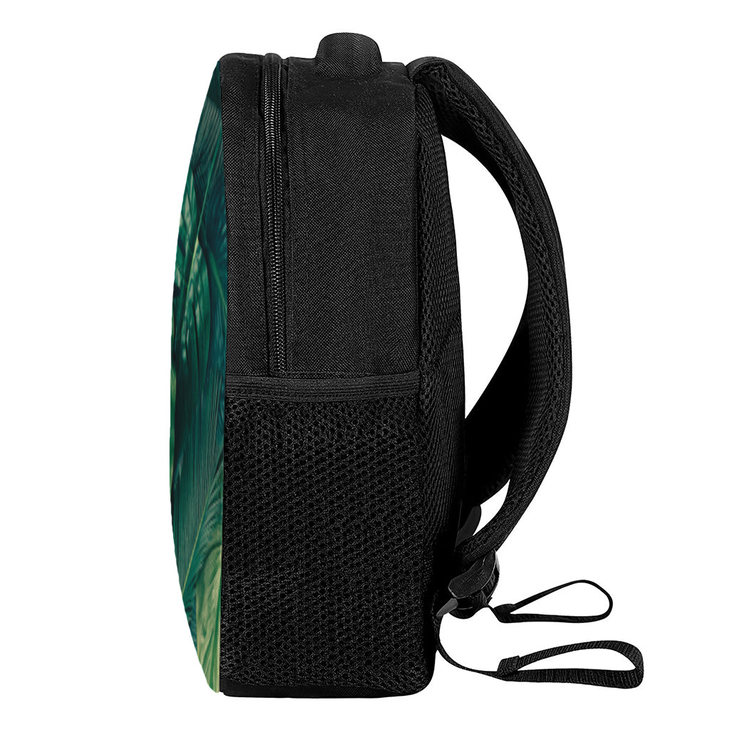 Tropical Green Leaves Print Casual Backpack