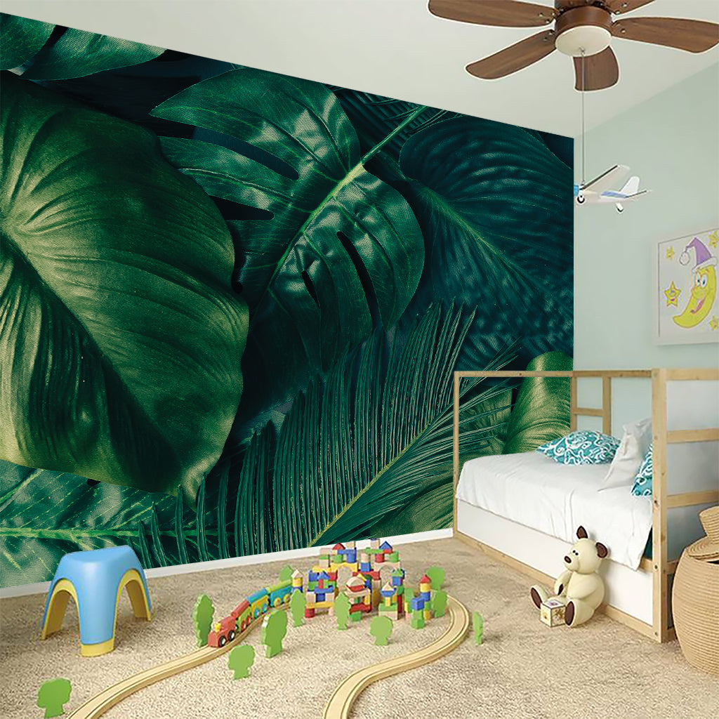 Tropical Green Leaves Print Wall Sticker
