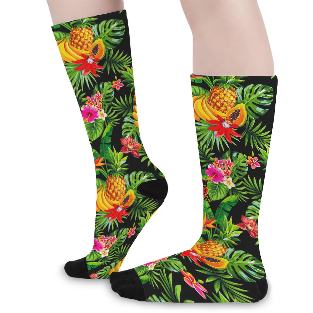 Tropical Hawaiian Fruits Pattern Print Long Socks