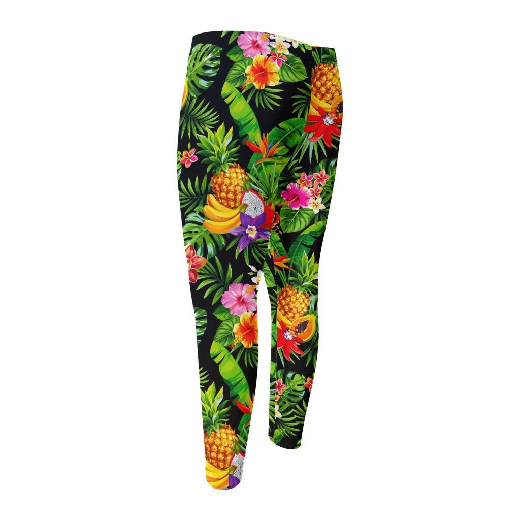 Tropical Hawaiian Fruits Pattern Print Men's Compression Pants