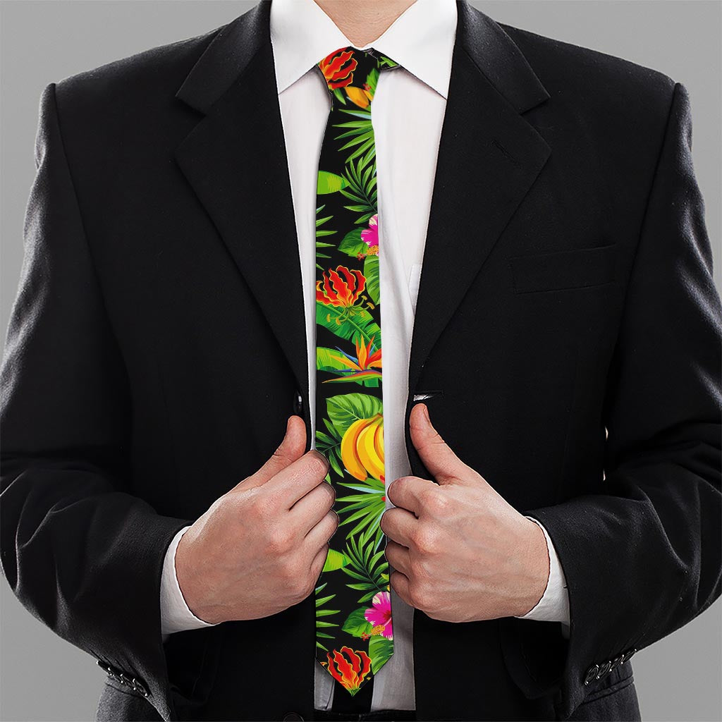 Tropical Hawaiian Fruits Pattern Print Necktie