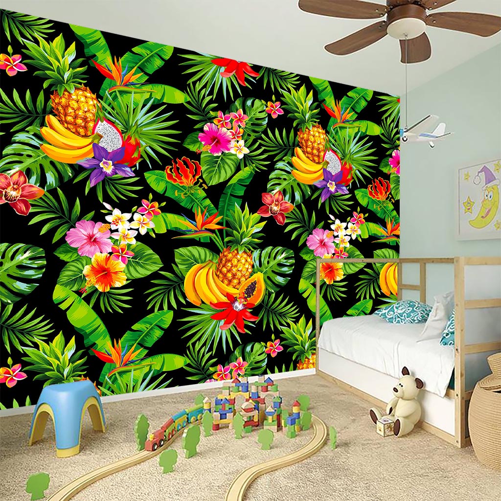 Tropical Hawaiian Fruits Pattern Print Wall Sticker