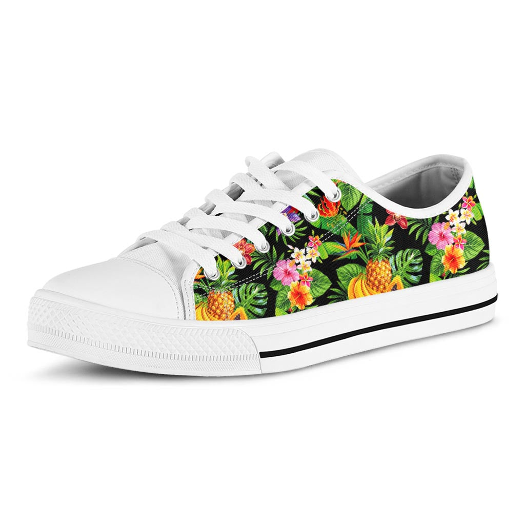 Tropical Hawaiian Fruits Pattern Print White Low Top Sneakers
