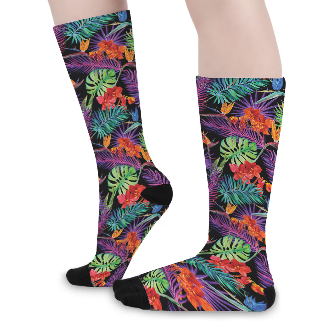 Tropical Hawaiian Jungle Print Long Socks
