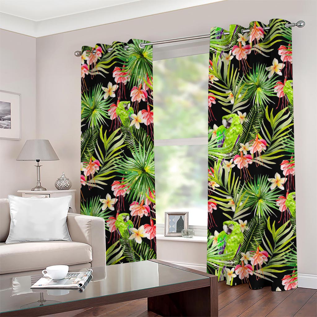 Tropical Hawaiian Parrot Pattern Print Grommet Curtains