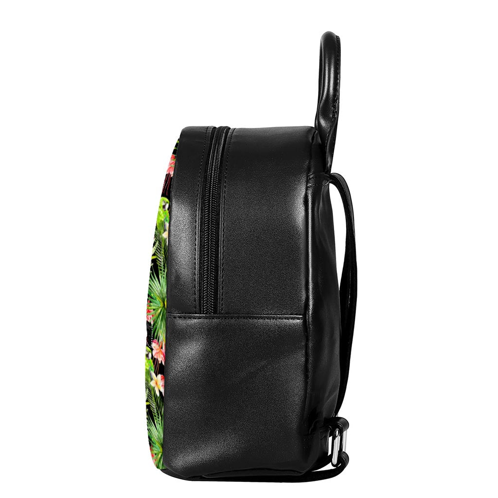 Tropical Hawaiian Parrot Pattern Print Leather Backpack