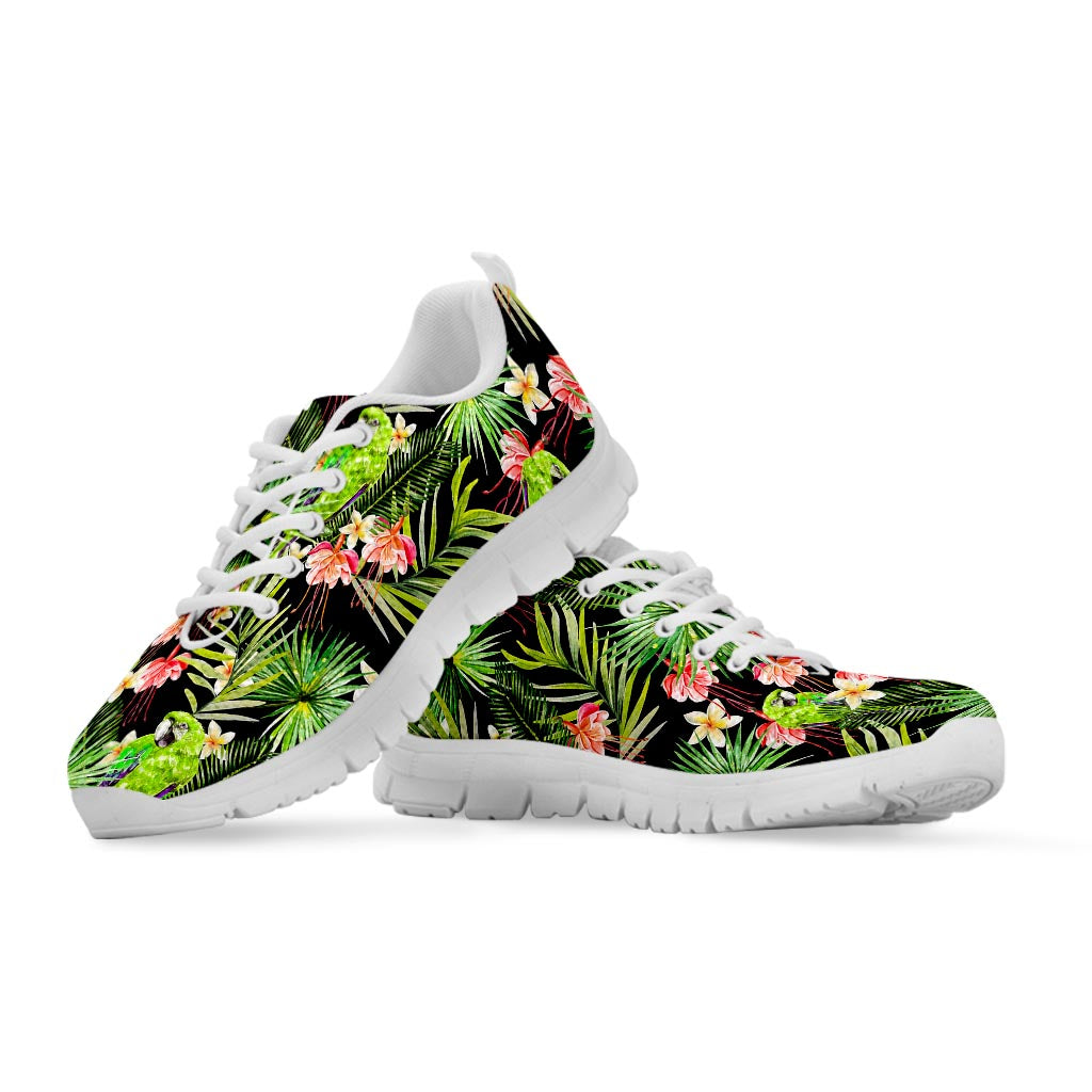 Tropical Hawaiian Parrot Pattern Print White Running Shoes