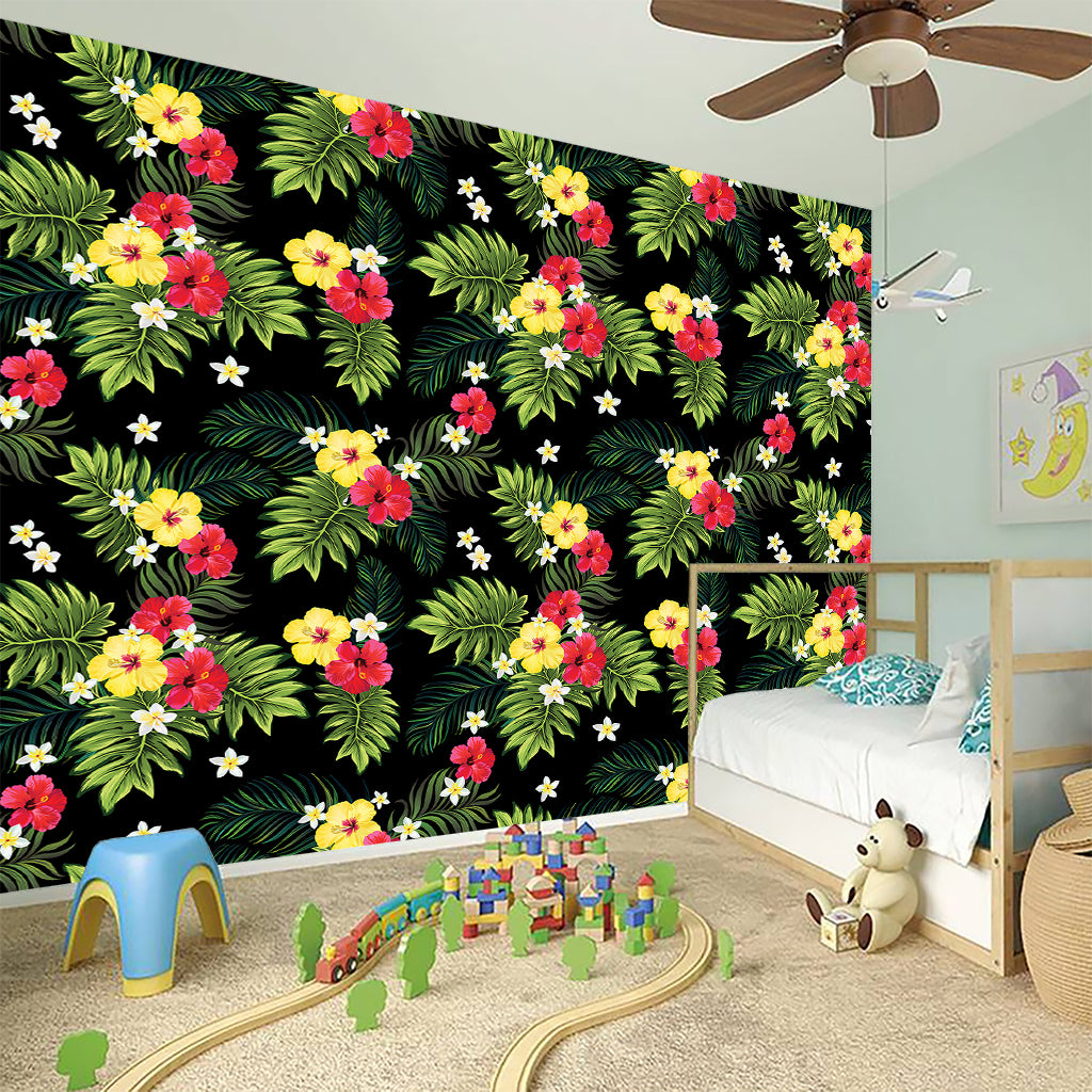 Tropical Hibiscus Aloha Pattern Print Wall Sticker