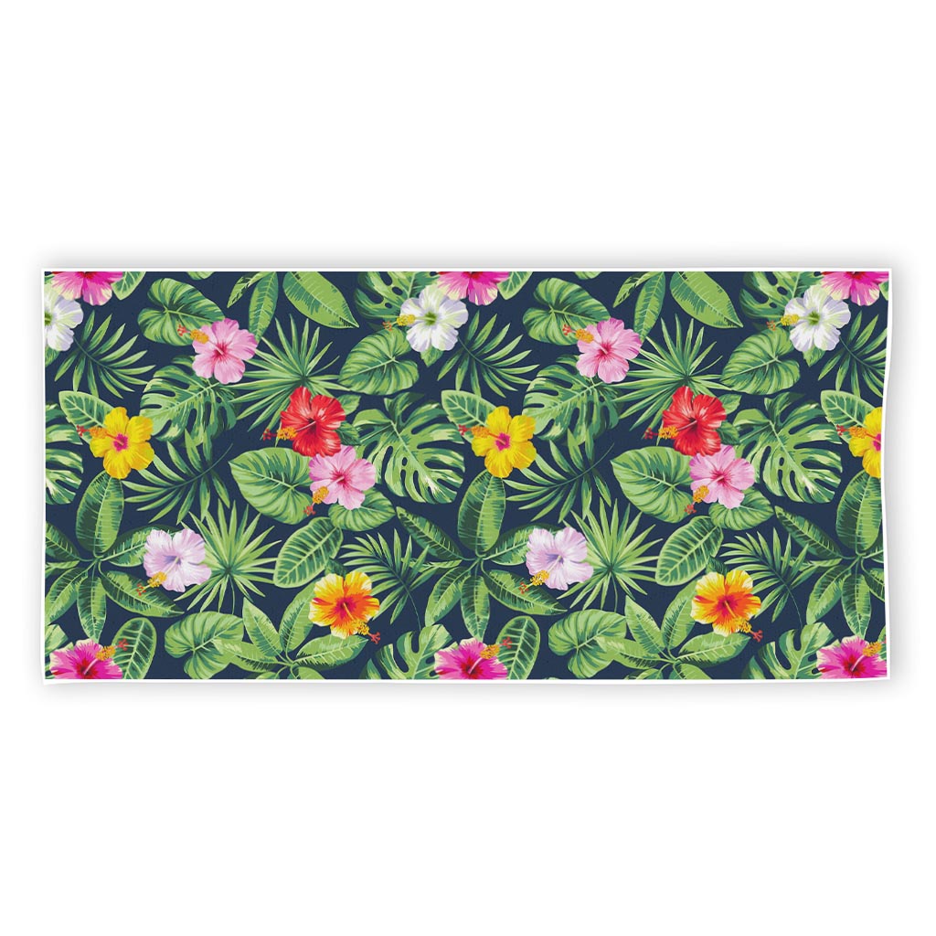 Tropical Hibiscus Flowers Pattern Print Beach Towel