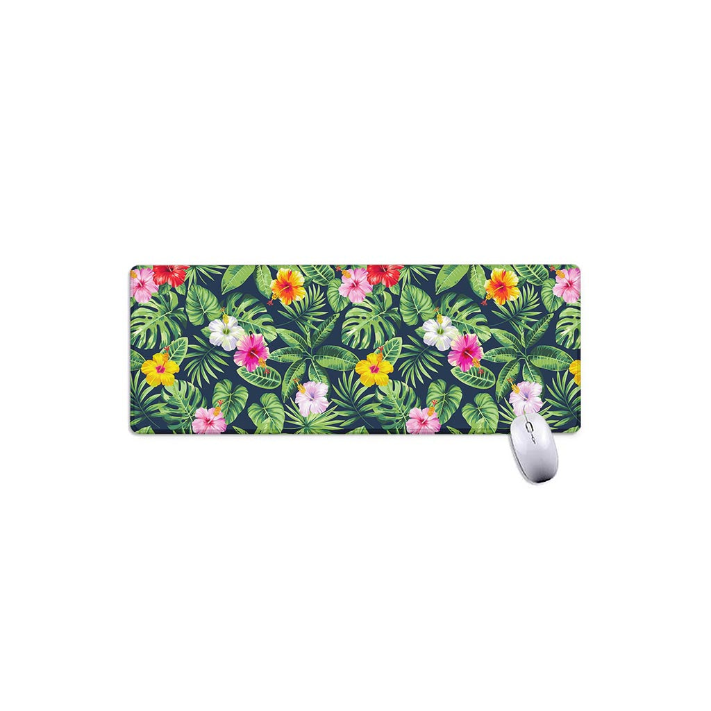 Tropical Hibiscus Flowers Pattern Print Extended Mouse Pad