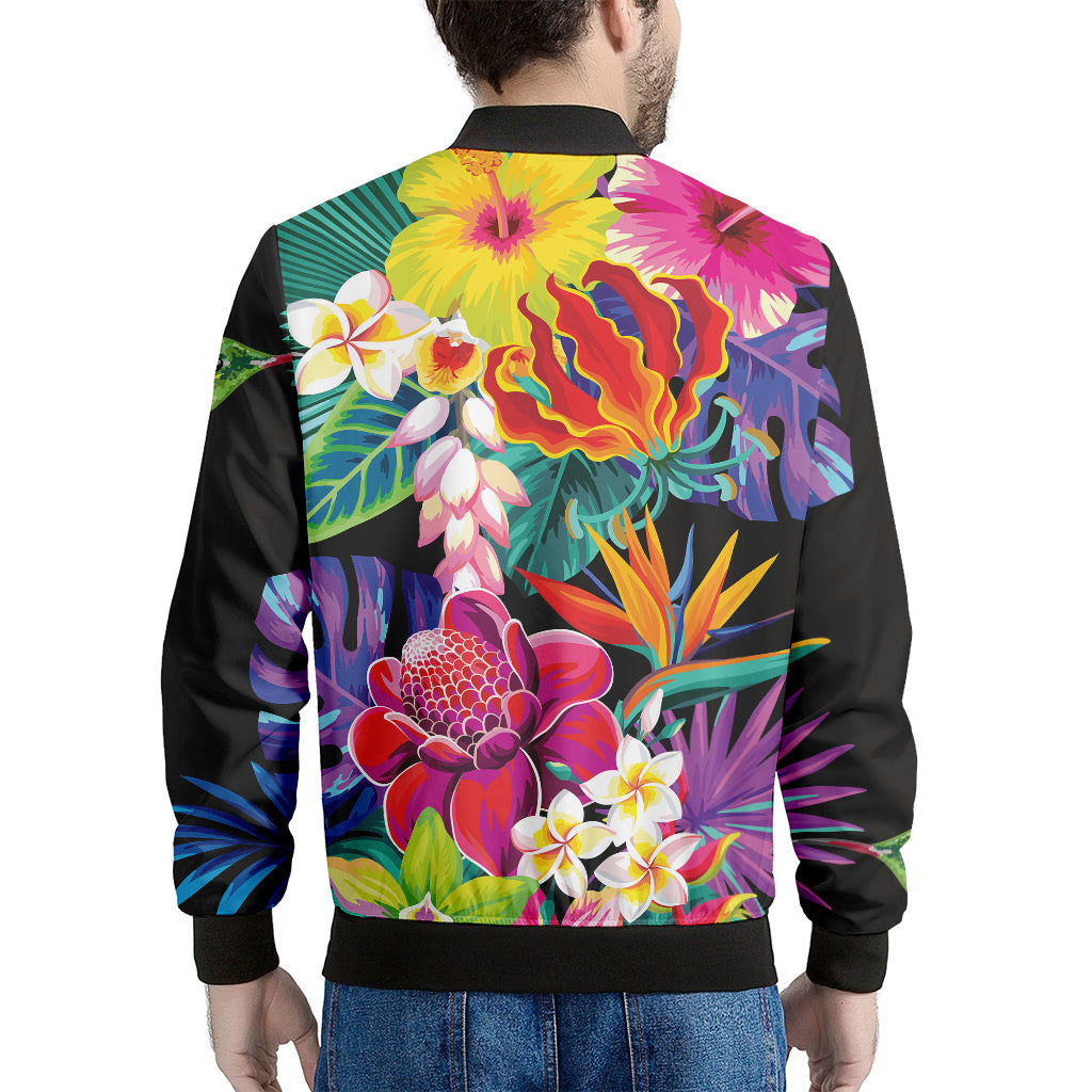 Tropical Hummingbird Print Men's Bomber Jacket