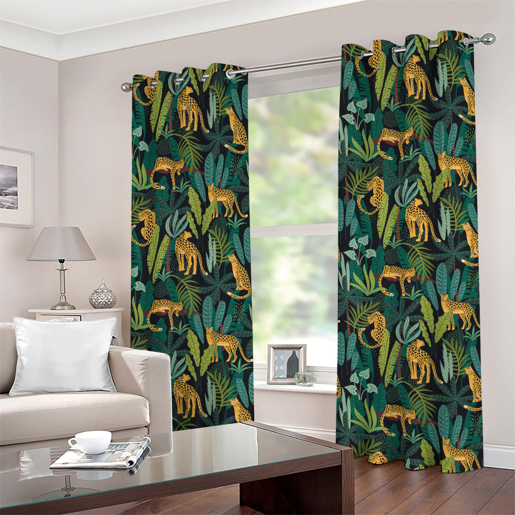 Tropical Jaguar Pattern Print Grommet Curtains