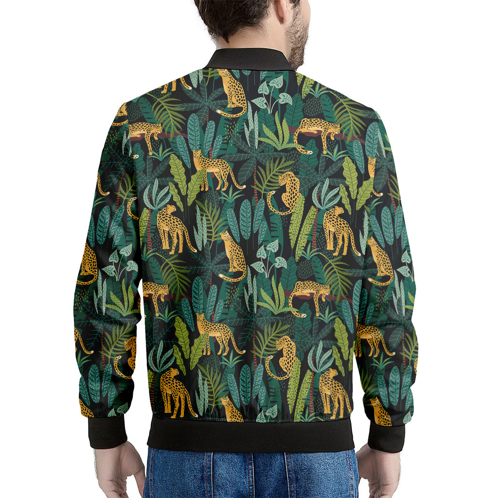 Tropical Jaguar Pattern Print Men's Bomber Jacket