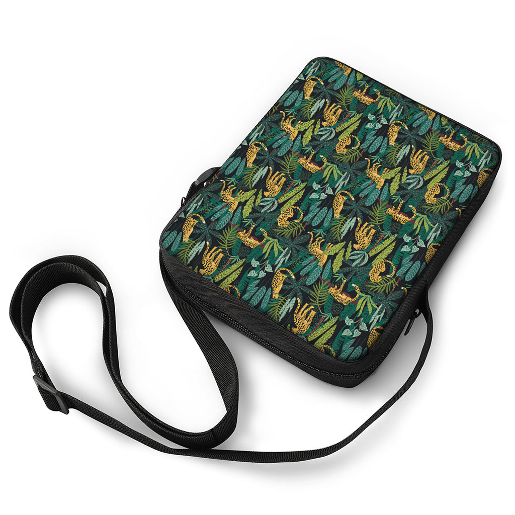 Tropical Jaguar Pattern Print Rectangular Crossbody Bag