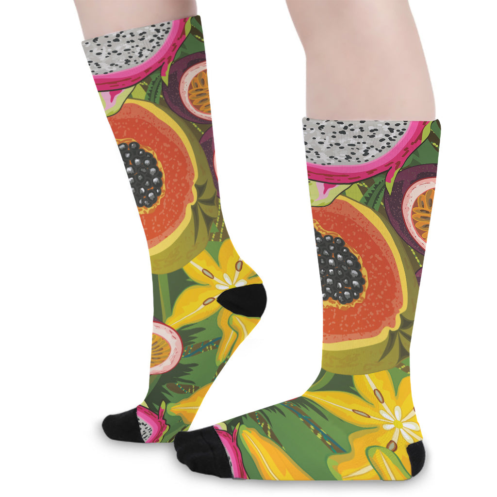 Tropical Jungle Fruits Pattern Print Long Socks