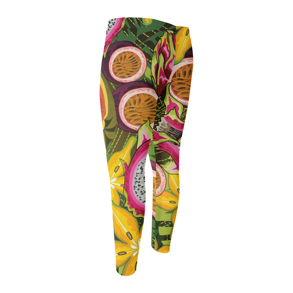 Tropical Jungle Fruits Pattern Print Men's Compression Pants