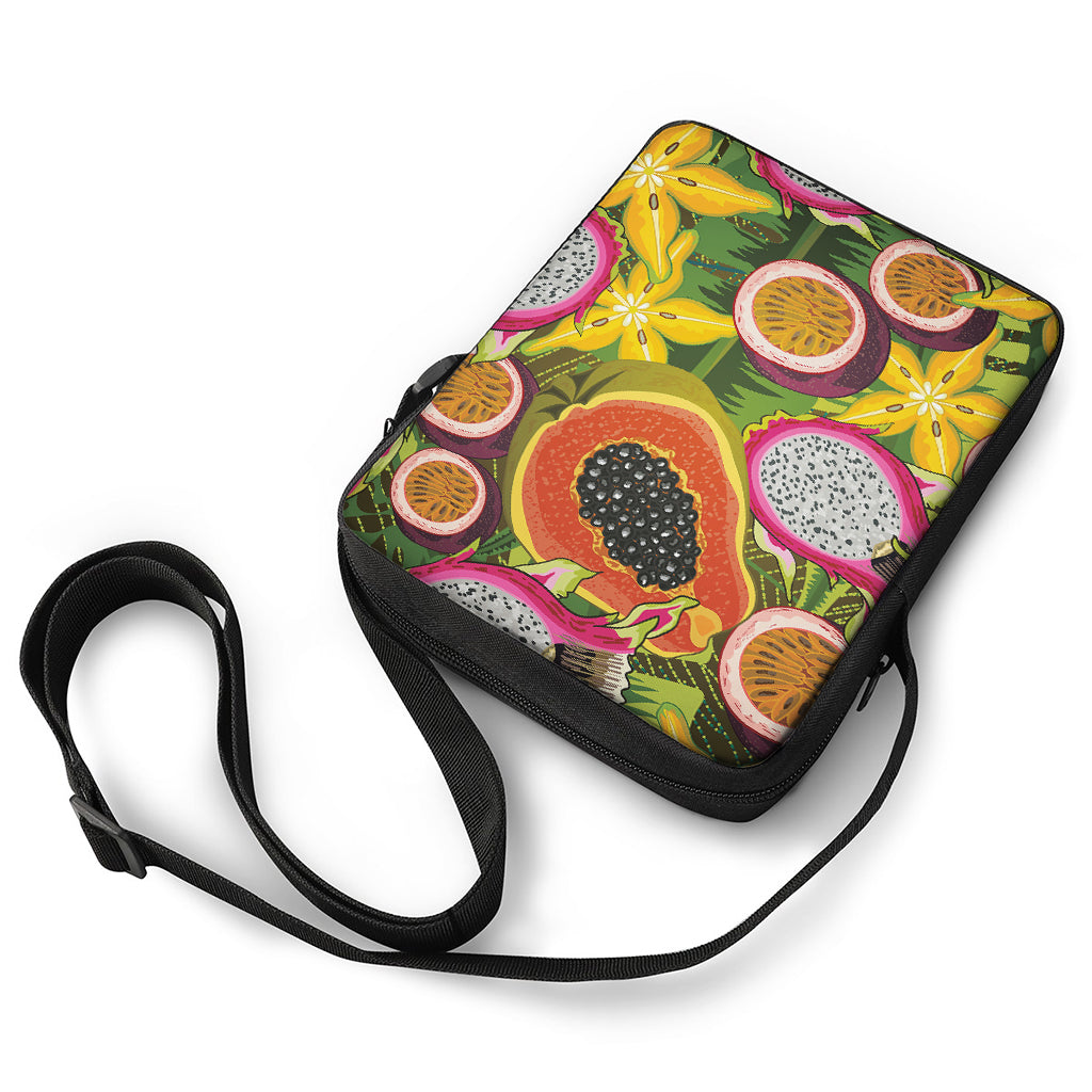 Tropical Jungle Fruits Pattern Print Rectangular Crossbody Bag