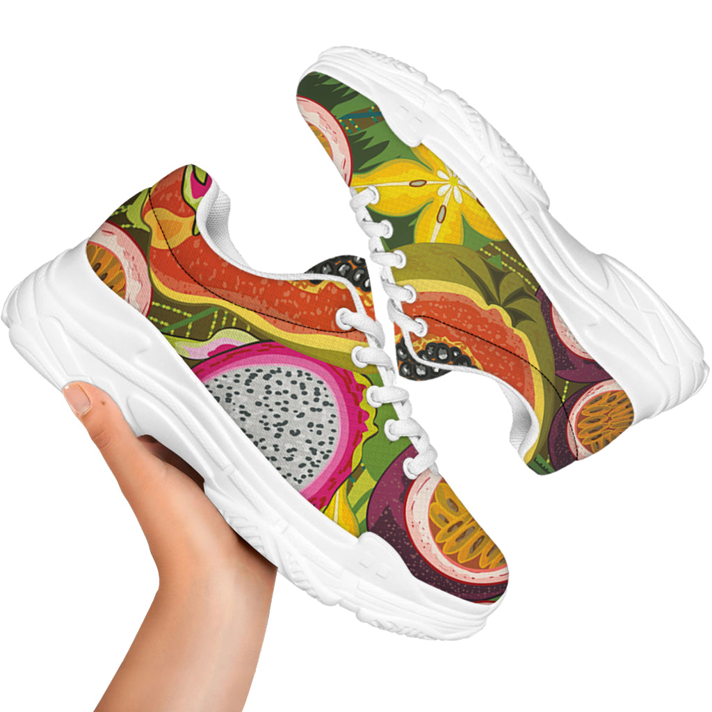 Tropical Jungle Fruits Pattern Print White Chunky Shoes