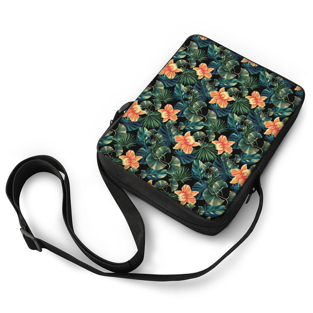 Tropical Leaf And Hawaiian Flower Print Rectangular Crossbody Bag