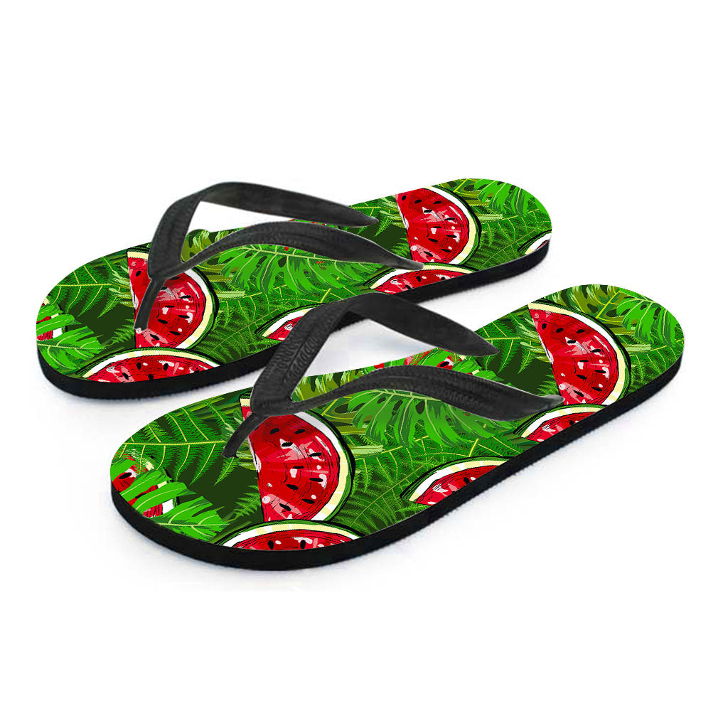 Tropical Leaf Watermelon Pattern Print Flip Flops