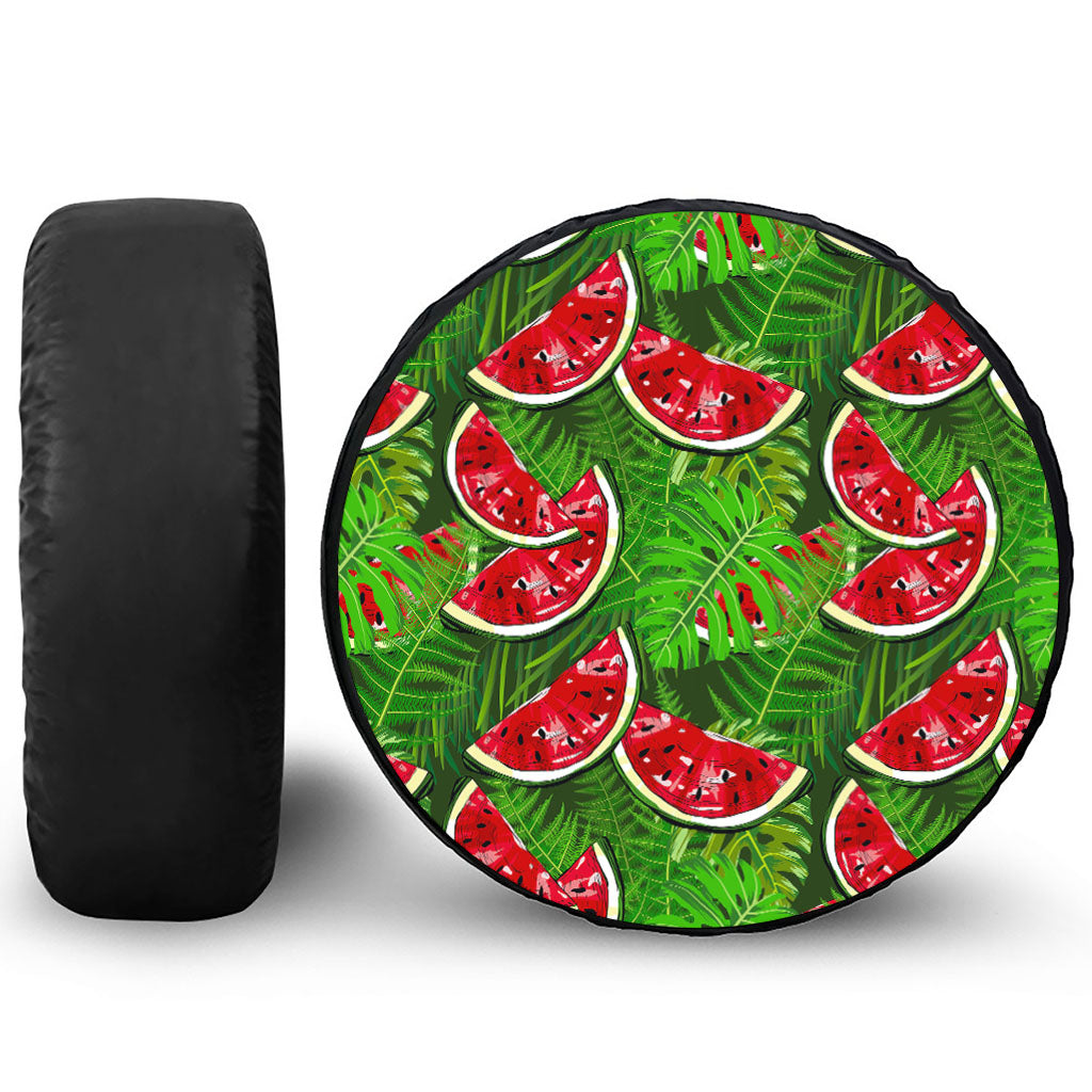 Tropical Leaf Watermelon Pattern Print Tire Cover