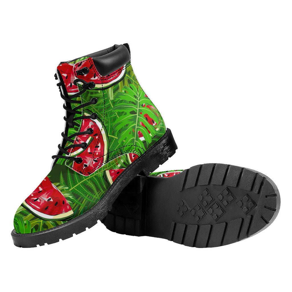 Tropical Leaf Watermelon Pattern Print Work Boots